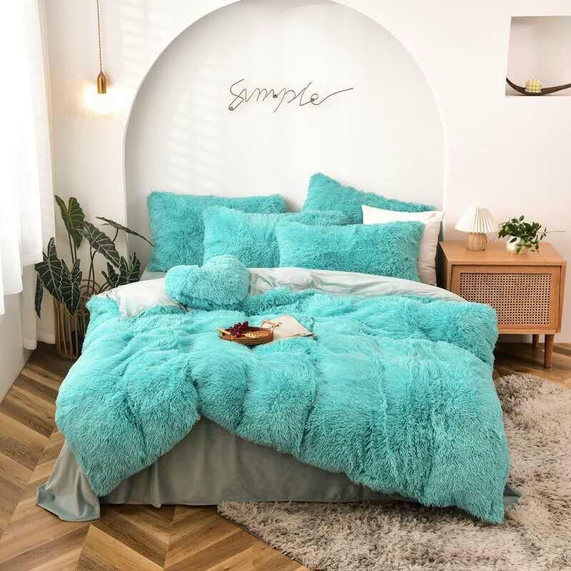 Chăn Ga Gối Nỉ Nhung Trái Tim Hàng Nhập khẩu Cao Cấp 5 Món