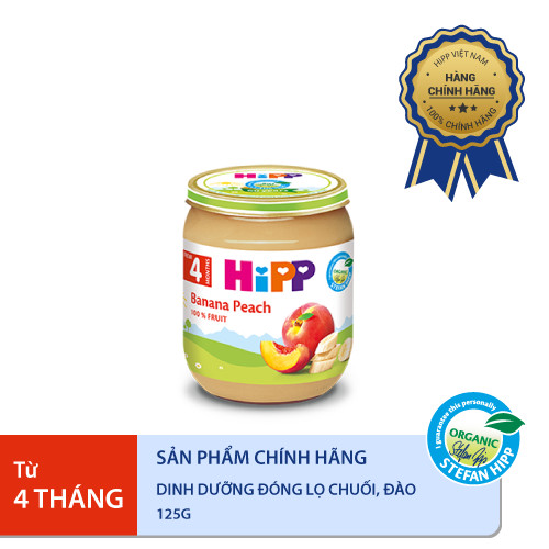 Dinh dưỡng đóng lọ ăn dặm Đào, Chuối HiPP Organic 125g