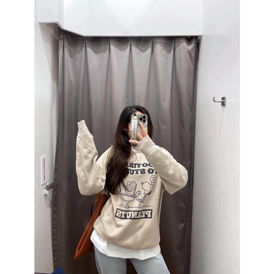 ÁO NỈ XÁM CỔ TRÒN PEANUT