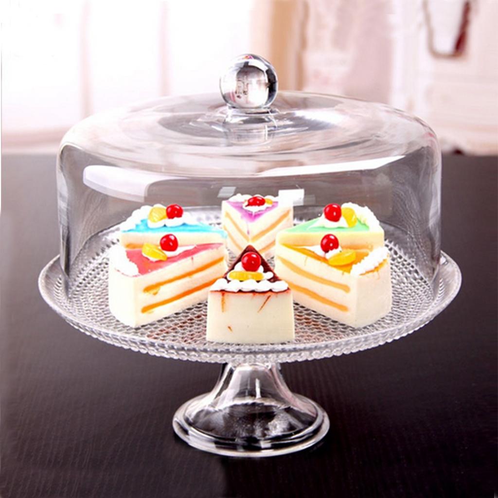 1:12 Mini Acrylic Cake Display Plate with Cover Creative Decoration for Wedding Birthday Party Serving Trays #1