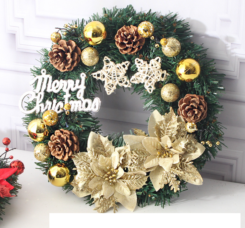 Vòng Hoa Trang Trí Noel KCS15 size 40cm Tặng Kèm Đèn Vòng Nguyệt Quế Giáng Sinh