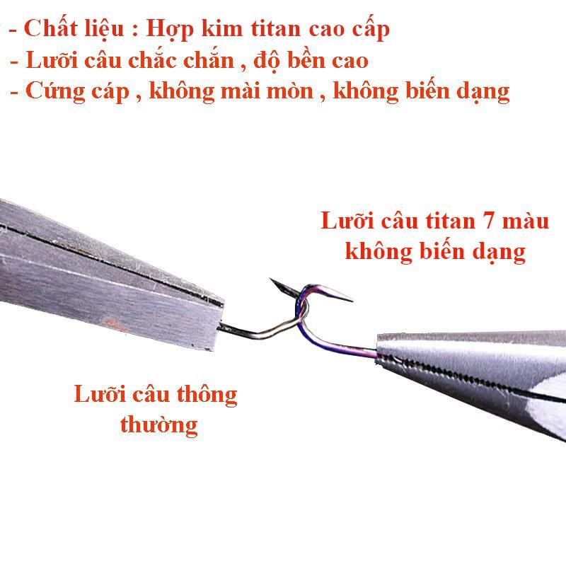 Lưỡi Câu Cá CJF, Lưỡi Câu TiTan 7 Màu Có Ngạnh ( Vỉ 15 Chiếc ) Cao Cấp Chuyên Câu Đài , Câu Đơn LC-8