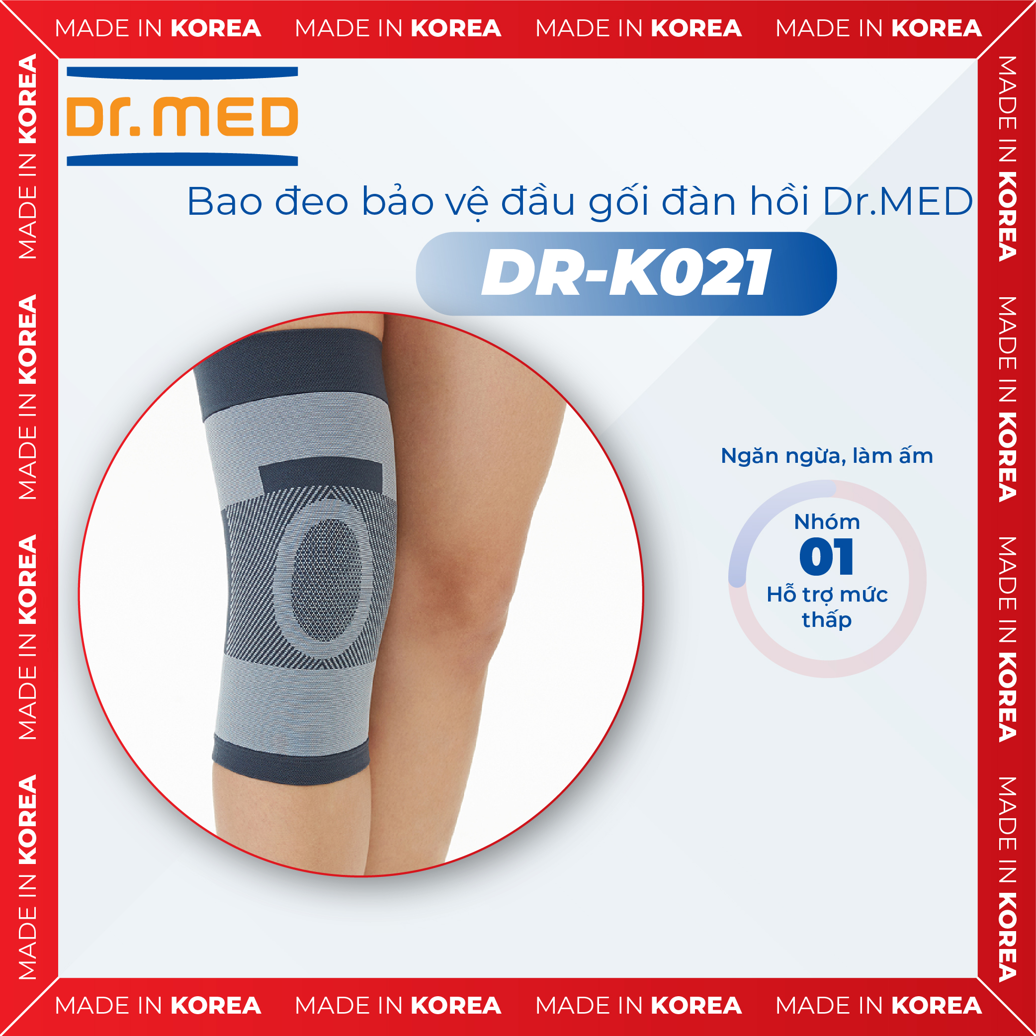 Bao đeo bảo vệ đầu gối đàn hồi Dr.MED DR-K021