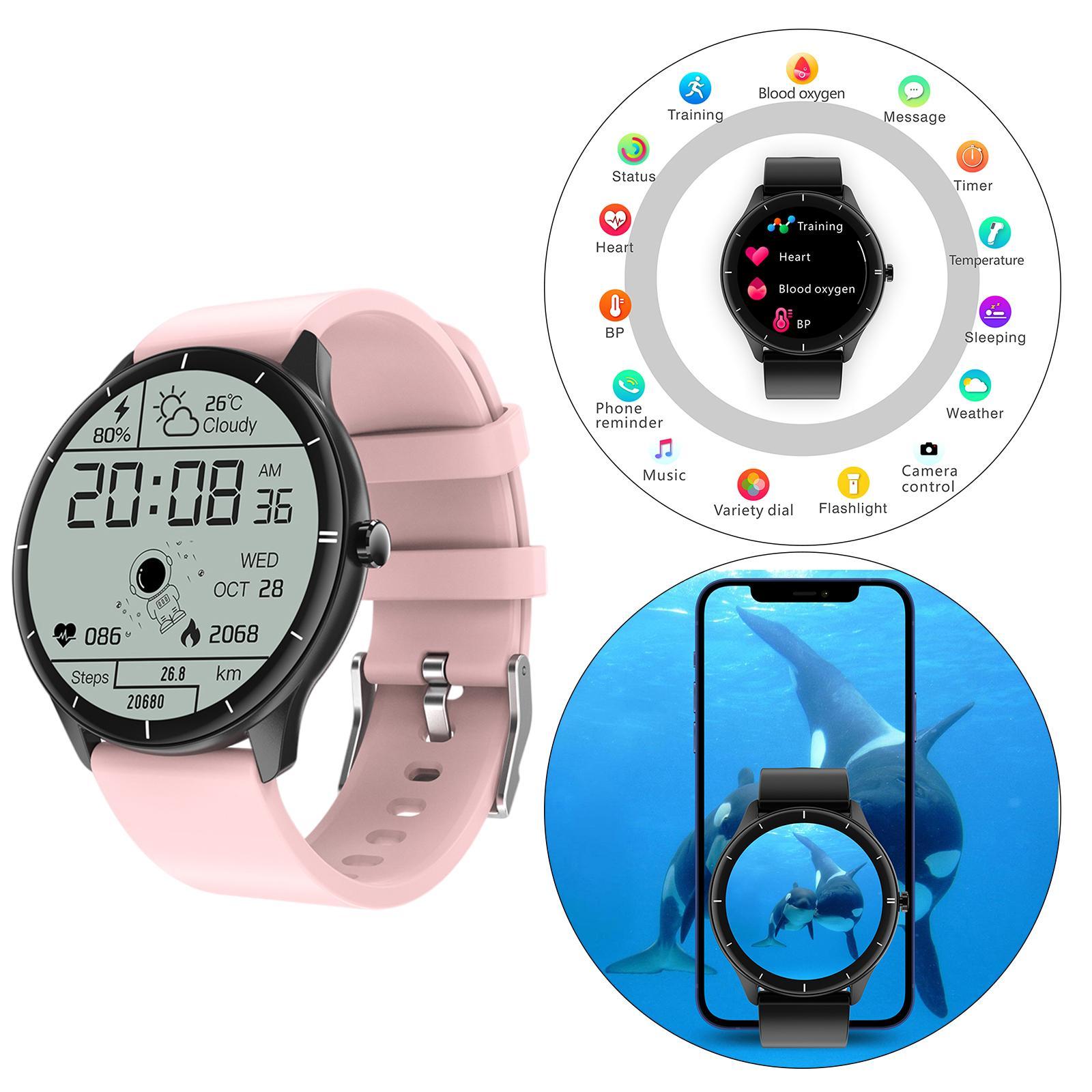 Sports Round Smartwatch 1.28 inch Bluetooth Call Body Temperature Pink
