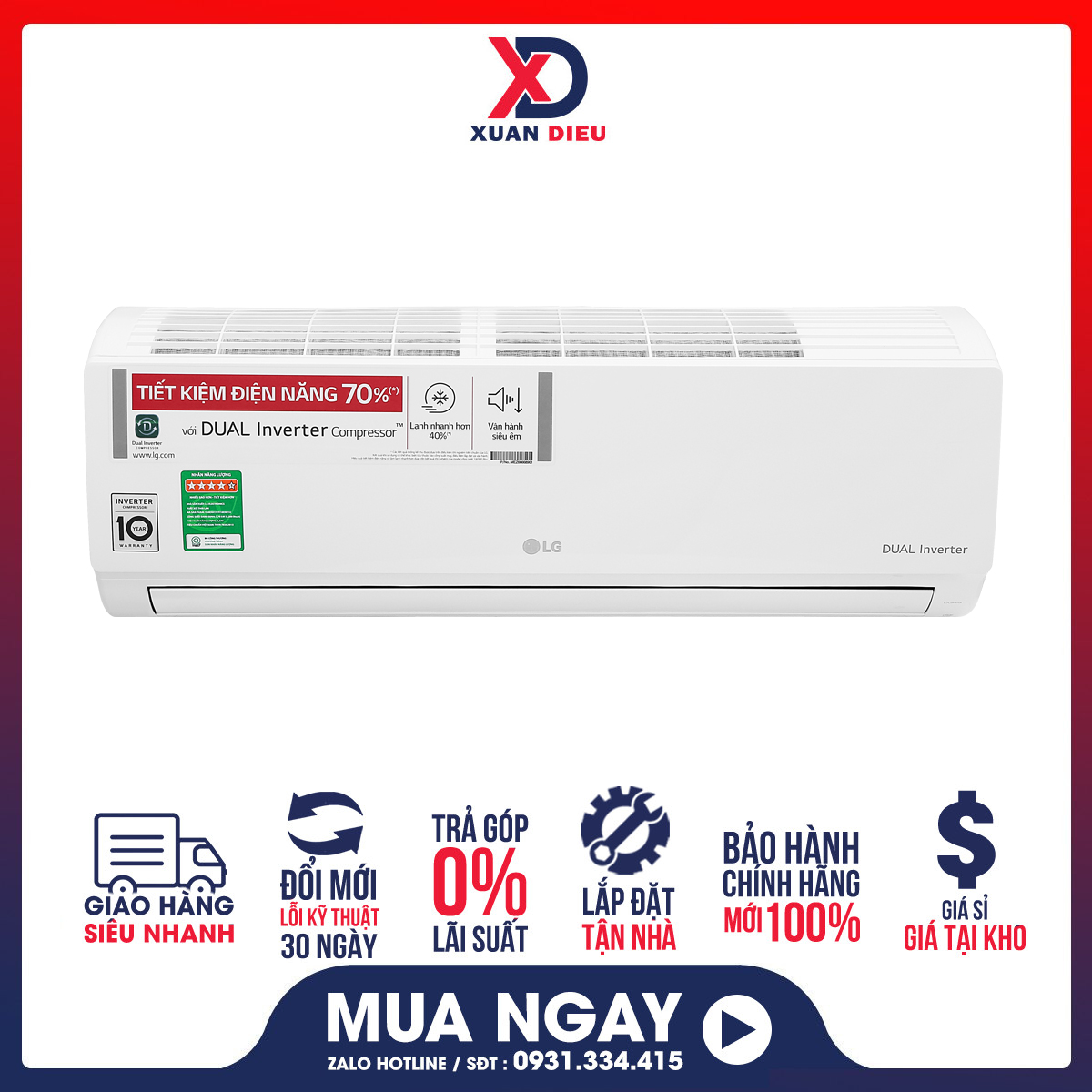 Máy lạnh LG Inverter 1 HP V10ENH1 - Chỉ giao HCM