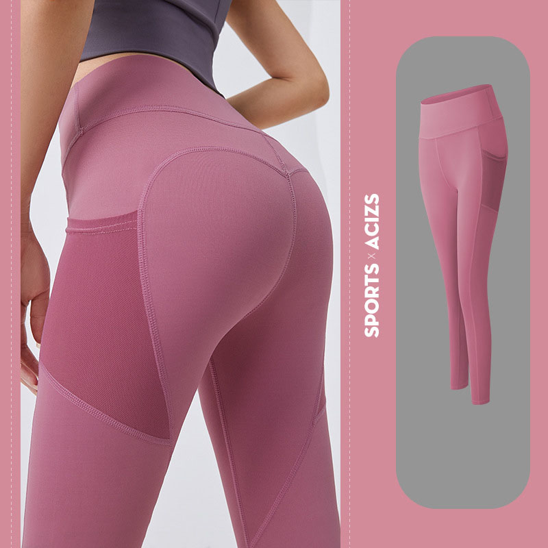 Quần thể thao nữ/ quần legging co giãn nhanh khô, túi hai bên phối lưới, quần yoga chạy bộ mã MTCK9016