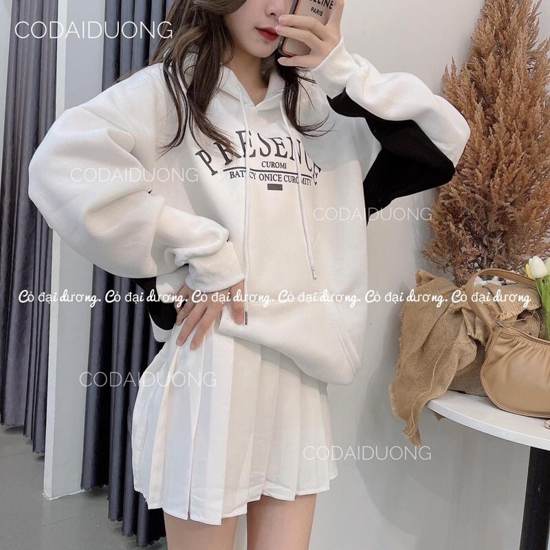 áo nỉ hoodie presence - 2(trắng),freesize dưới 65kg