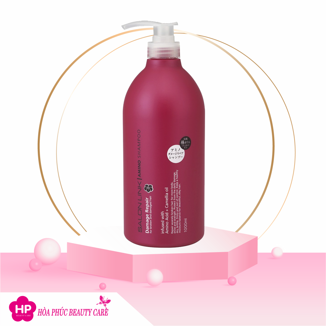 Dầu Gội Đầu Phục Hồi Tóc Hư Tổn Chiết Xuất Hoa Trà Salon Link Amino Shampoo (1000mL)