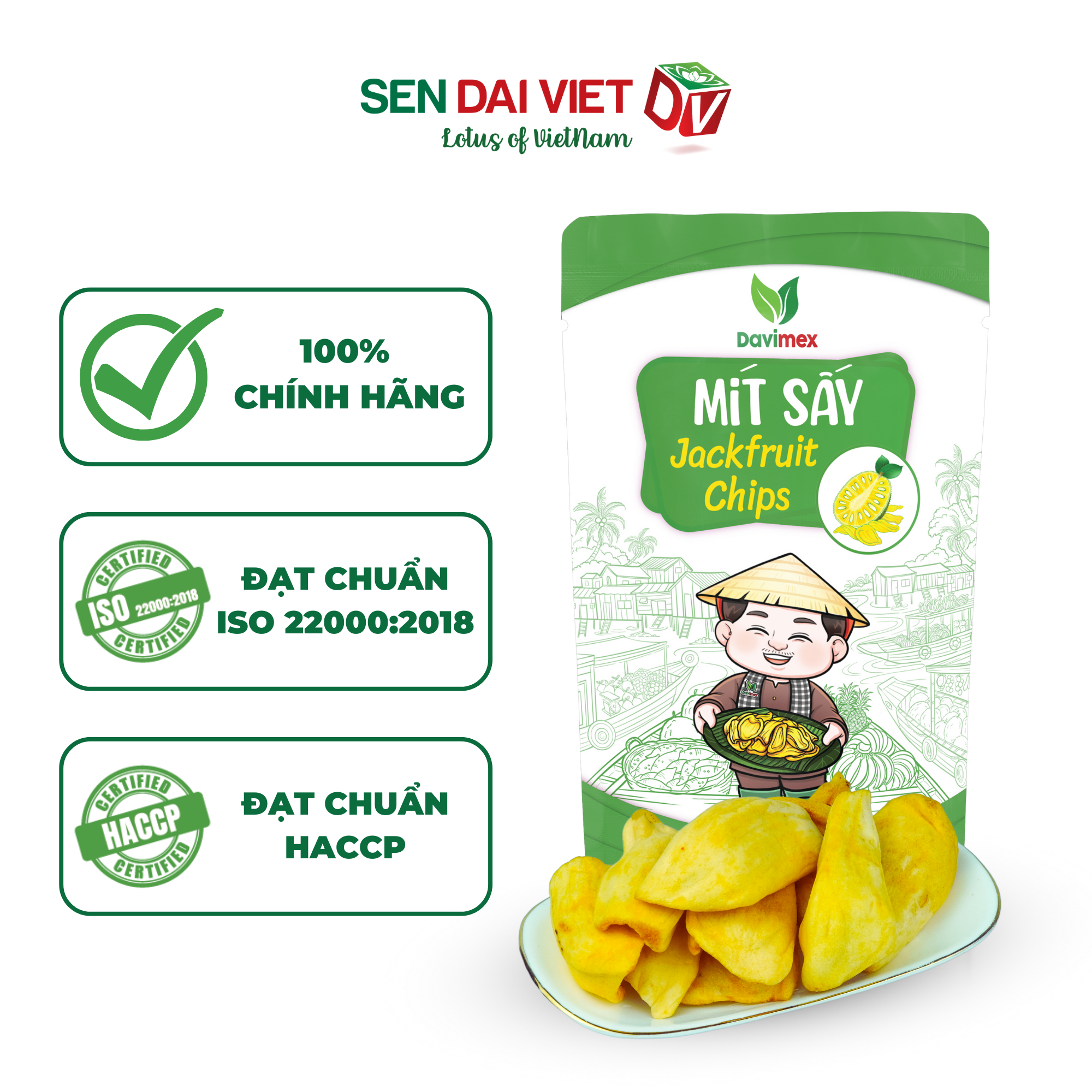 Mít Sấy Giòn- Thức ăn sạch cho sức khỏe, Hương Vị Tự Nhiên, Thơm Ngon Toàn Diện, ĐV- Sen Đại Việt- Gói 35g