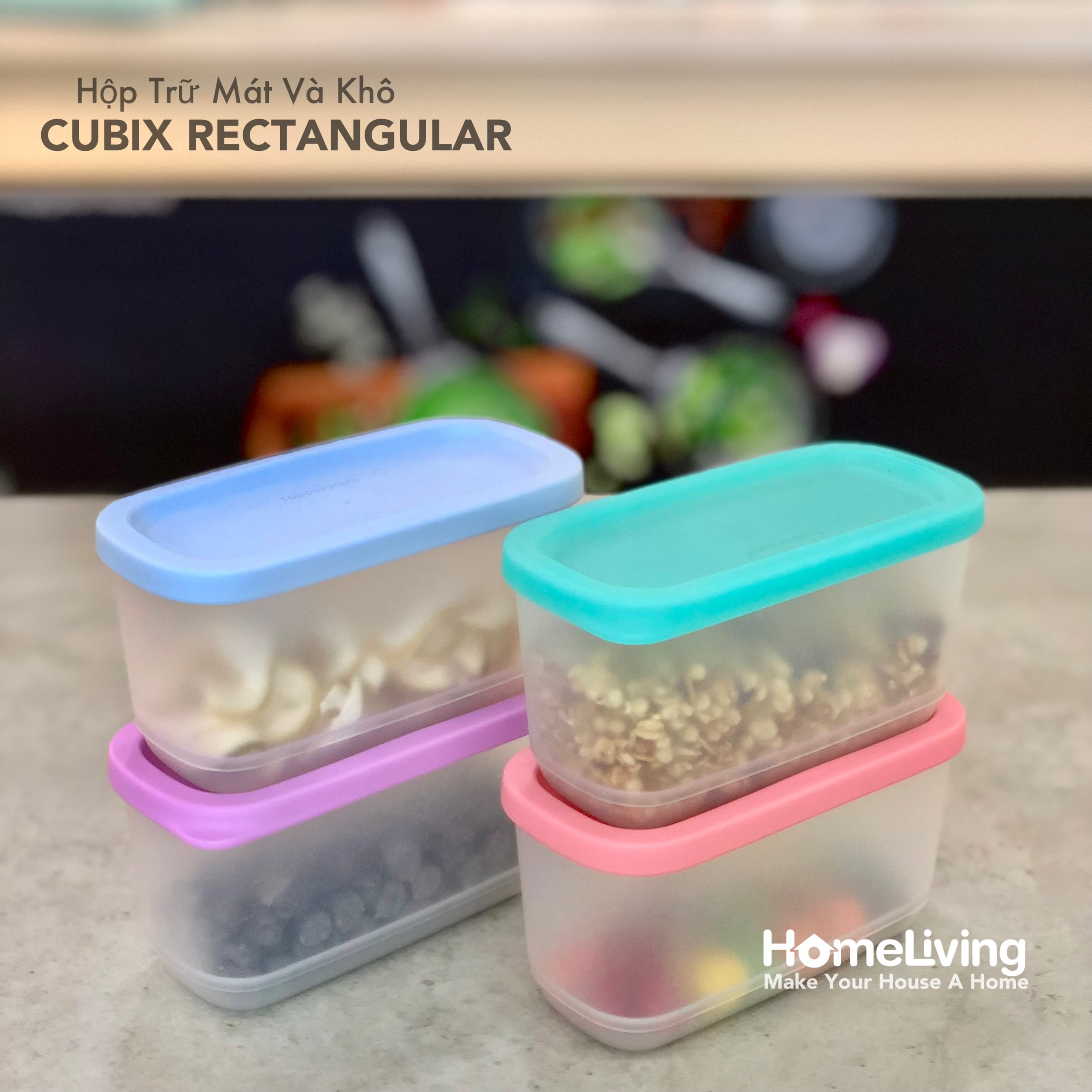 Bộ Trữ Khô &amp; Mát Tupperware Mini Cubix Rectangular 250ml Set 4