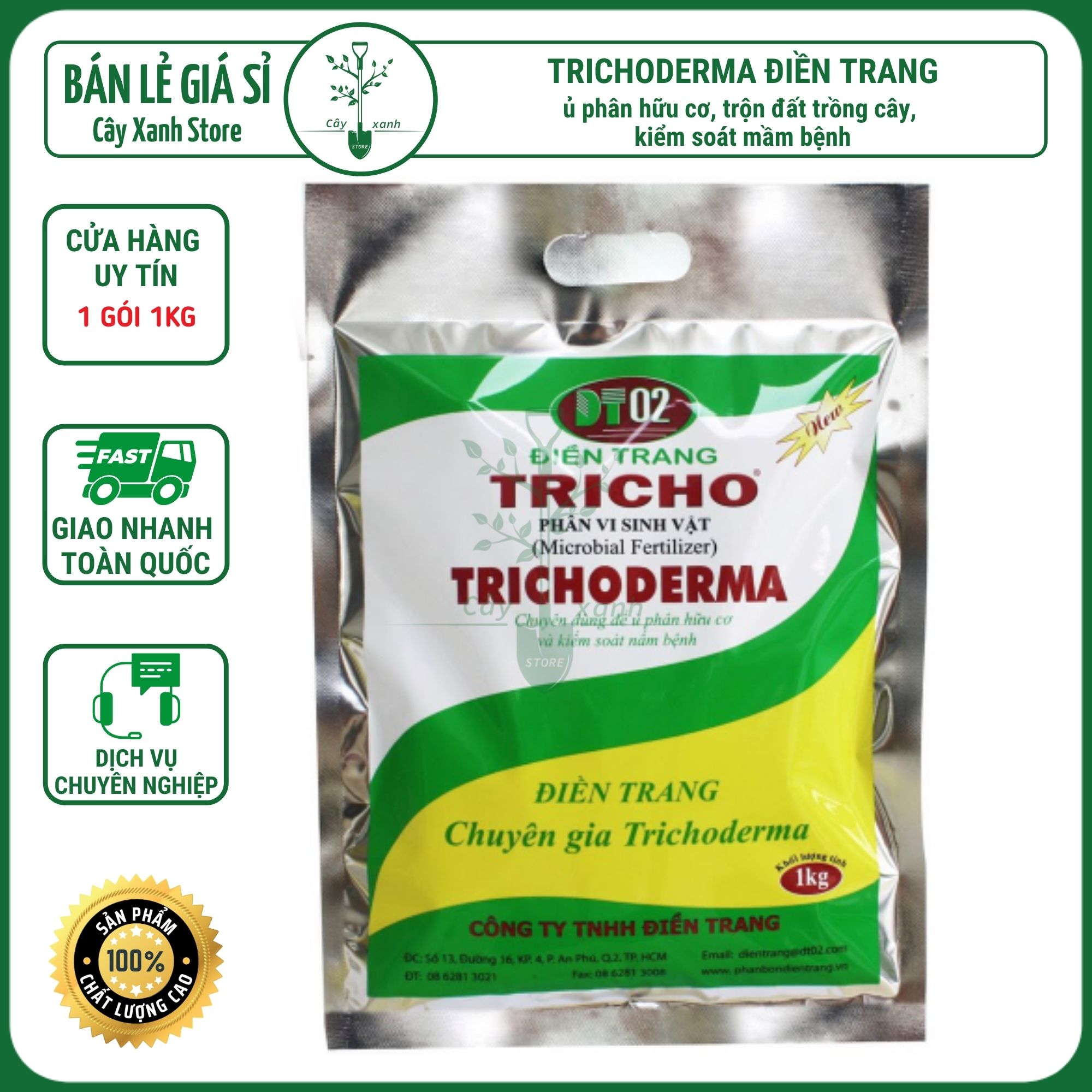 Chế phẩm men vi sinh nấm Trichoderma loại 1kg mã PM027. ĐIỀN TRANG - TRICHO 1000G