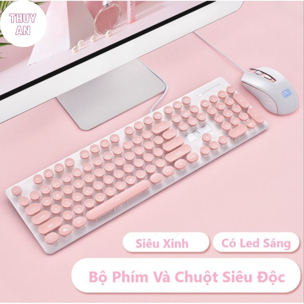 Bộ Bàn Phím Và Chuột Siêu Xinh N518 Cao Cấp Có Đèn Led Sáng Chữ, Phím Bấm Siêu Chuẩn – Hàng nhập khẩu