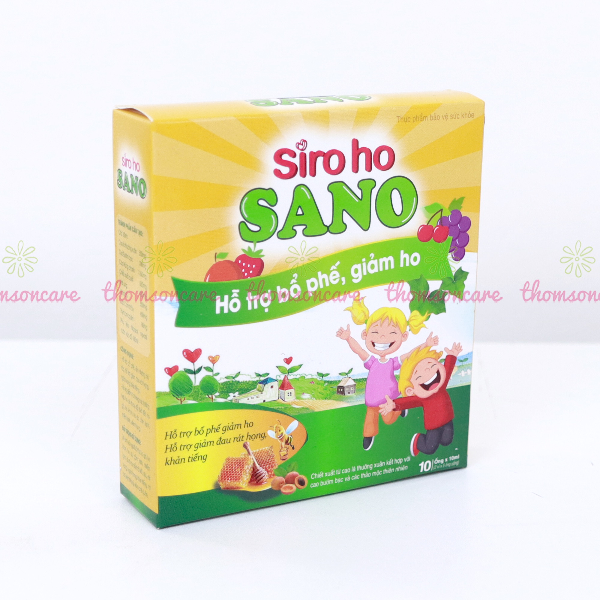 Siro bổ phế, siro ho Sano Sanofia - giúp bổ phế, giảm ho, rát họng, tiêu đờm từ thảo dược - Hộp 10 ống Thomsoncare