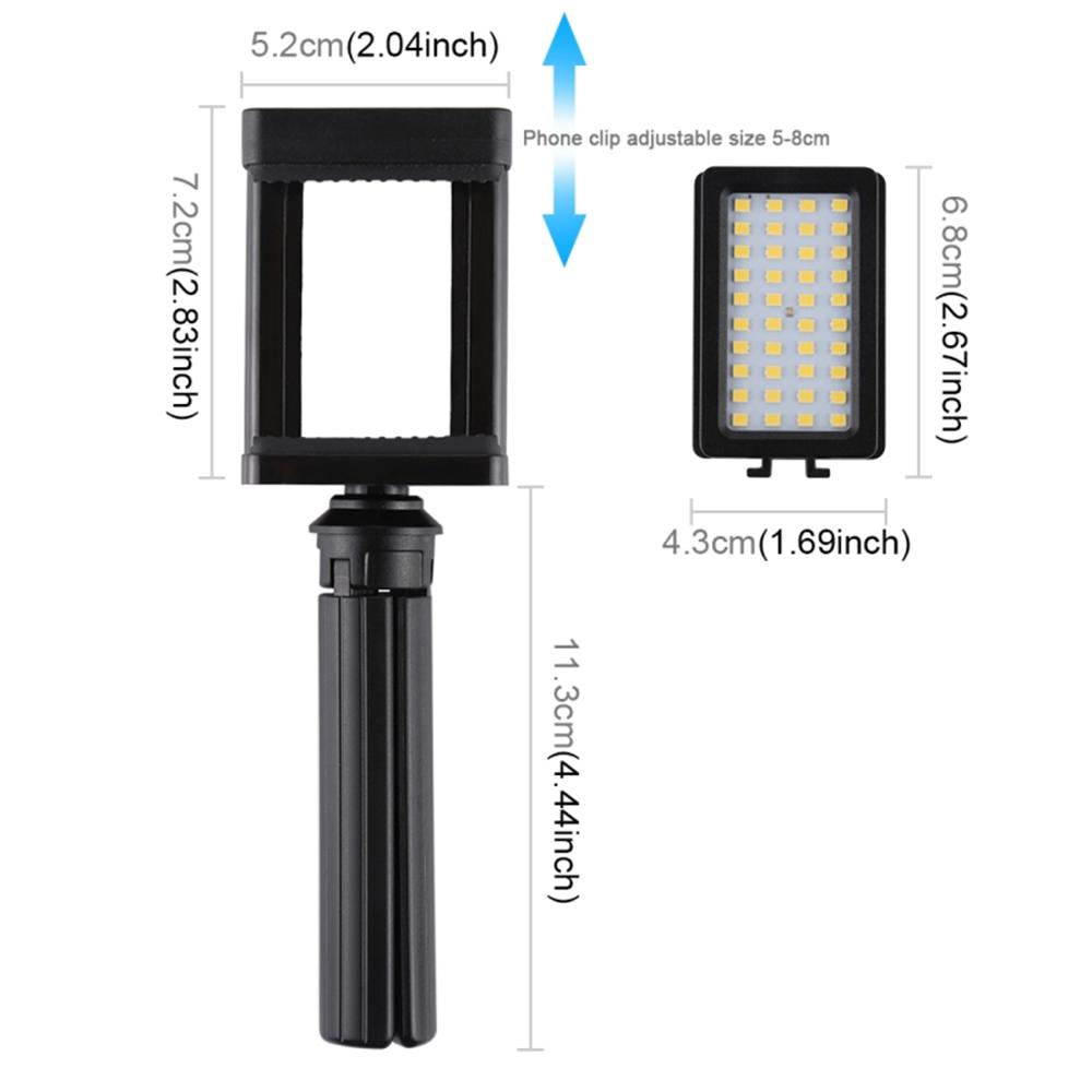 Mobile Phone Live Set Portable Pocket Self-Timer Fill Light & Phone Clamp Bracket Mount & Desktop Tripod
