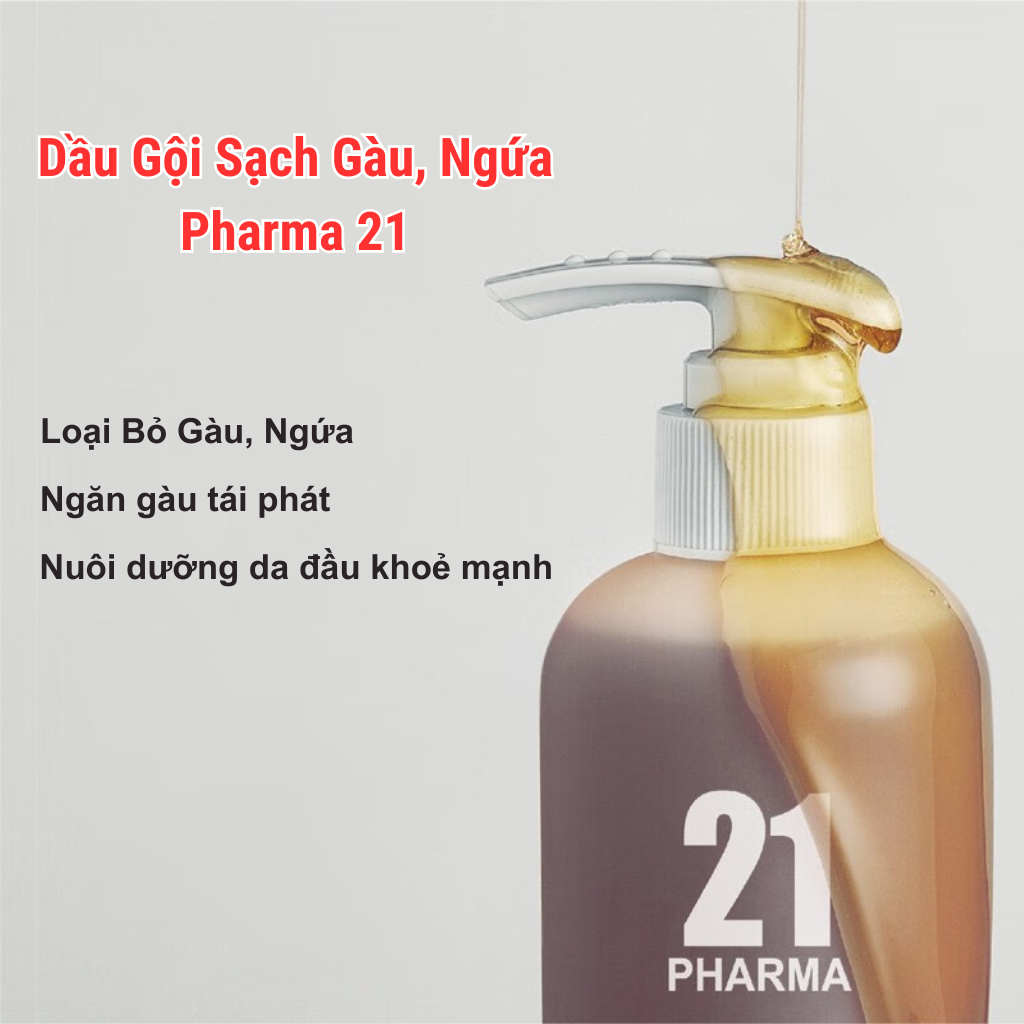 Dầu gội sạch gàu Pharma 21 Nhật Bản Dầu gội đầu chống gàu, sạch gàu &amp; hết ngứa da đầu - Chai 600ml