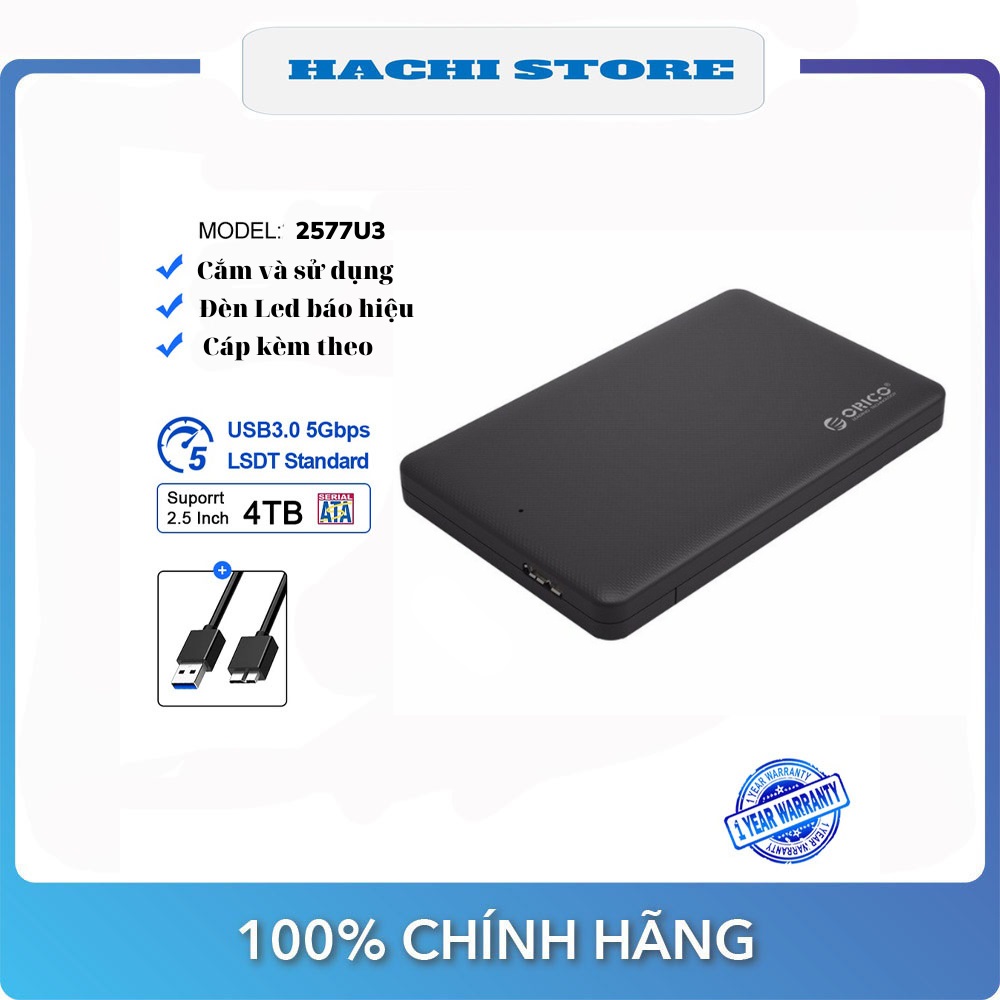 Hộp đựng ổ cứng 2.5" Orico 2577U3- Hàng Phân Phối Chính Hãng