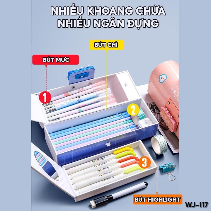 Hộp Đựng Bút Kim Loại Có Nhiều Khoang Chứa Có Chỉnh Mật Khẩu WJ-117