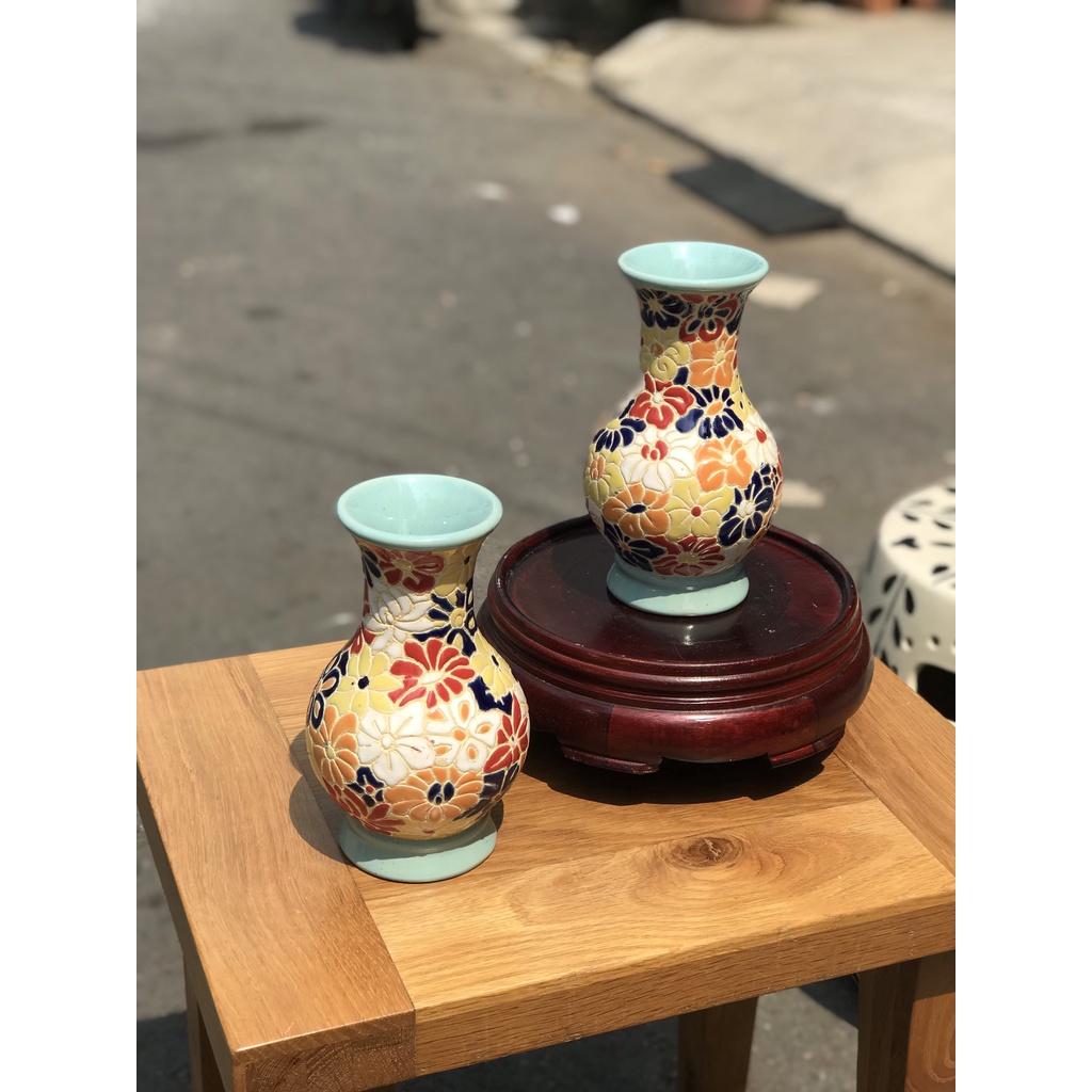Bình Bách Hoa 21cm Gốm Sứ Nam Bộ Trang Trí Decor Cắm Hoa TDM