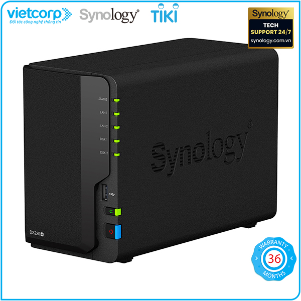 Thiết bị lưu trữ NAS Synology DS220+ (Đen) - Hàng Chính Hãng