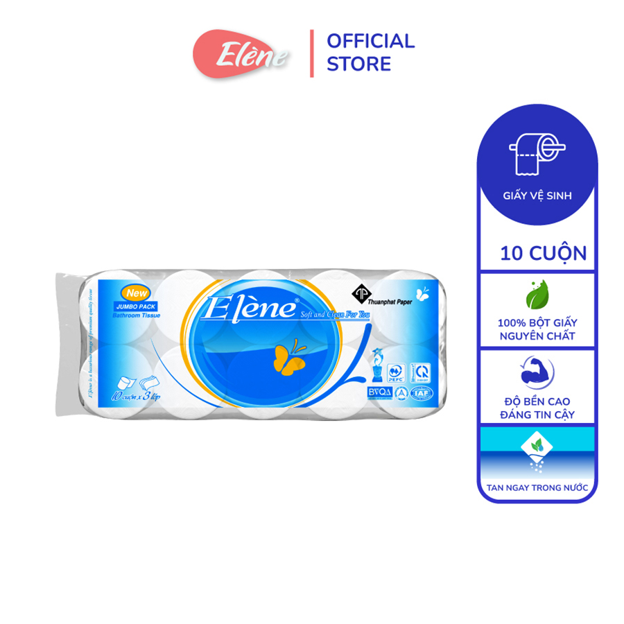 Combo 30 cuộn Giấy vệ sinh Elene xanh cao cấp 3 lớp