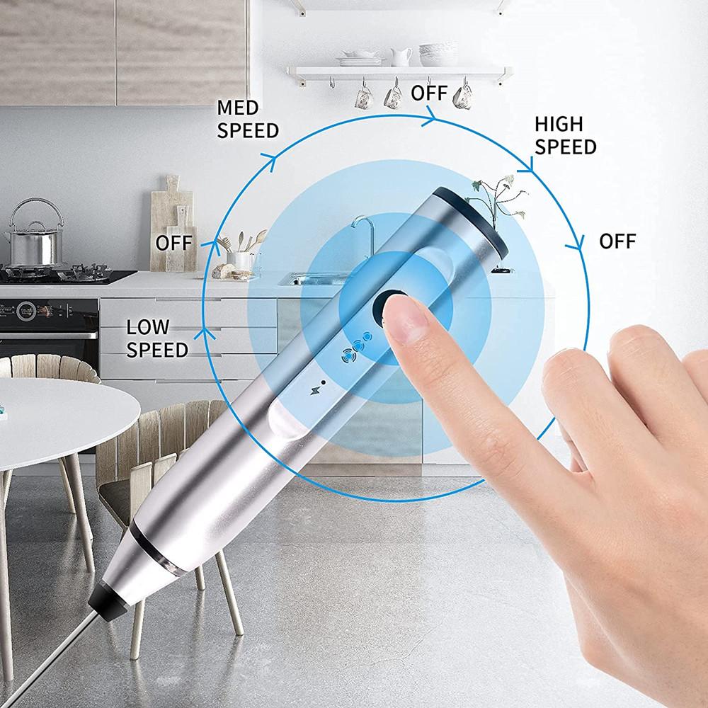 Điện Máy Trộn 3 Tốc Độ Bọt Sữa Máy Xay Sinh Tố Cầm Tay Khuấy USB Sạc Eggbeater Mini Sữa Rửa Mặt Foamer Đánh Cho Cappuccino Chocolate