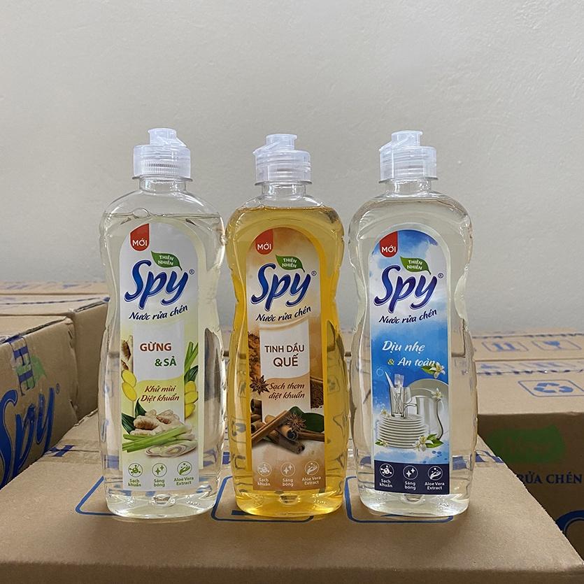 Nước rửa chén bát SPY hương Quế 380ml thành phần thiên nhiên, an toàn, sạch nhanh dầu mỡ, mùi tanh