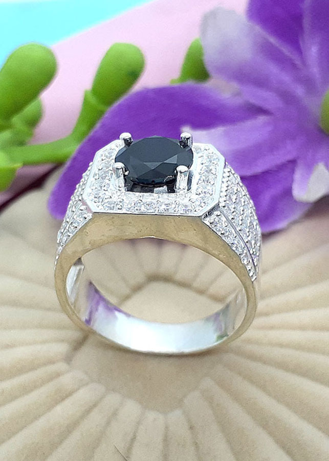 Nhẫn nam bạc 925 gắn đá 100% chất liệu bạc không xi mạ Bạc Quang Thản - NNA9â