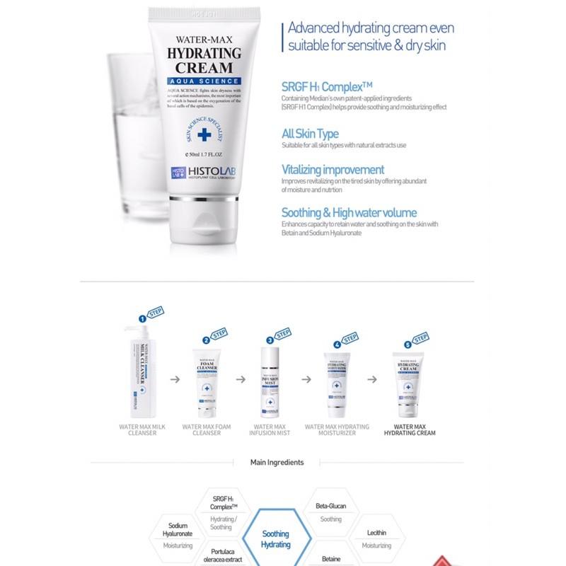 Kem Dưỡng Ẩm Tối Ưu Histolab Water Max Hydrating Cream Khoá Dưỡng Chất, Cấp Ẩm Chuyên Sâu, Phục Hồi Da
