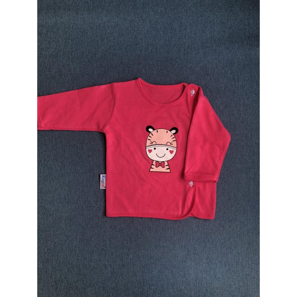 Áo sơ sinh cotton tay dài màu cài vai , quần áo trẻ em chất lượng