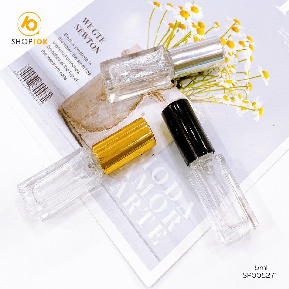 Lọ chiết nước hoa thủy tinh, chai đựng, vỏ chiết nước hoa dạng vòi xịt hình trụ dung tích 10ml