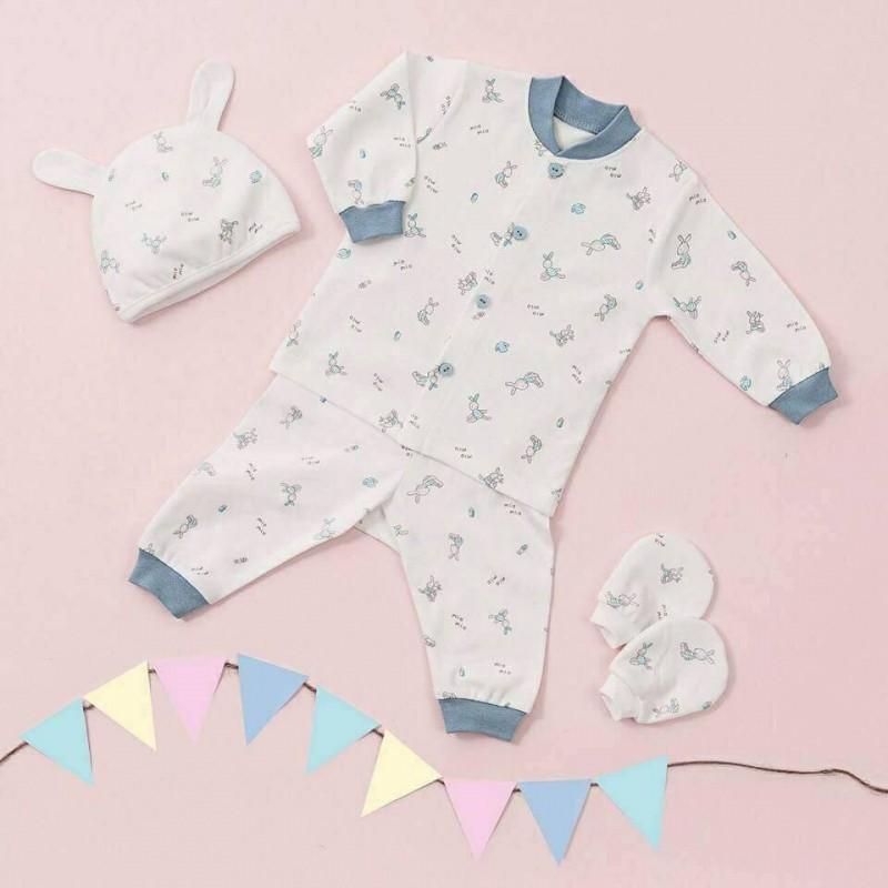 Áo sơ sinh dài tay Miomio dày cài giữa 100% cotton