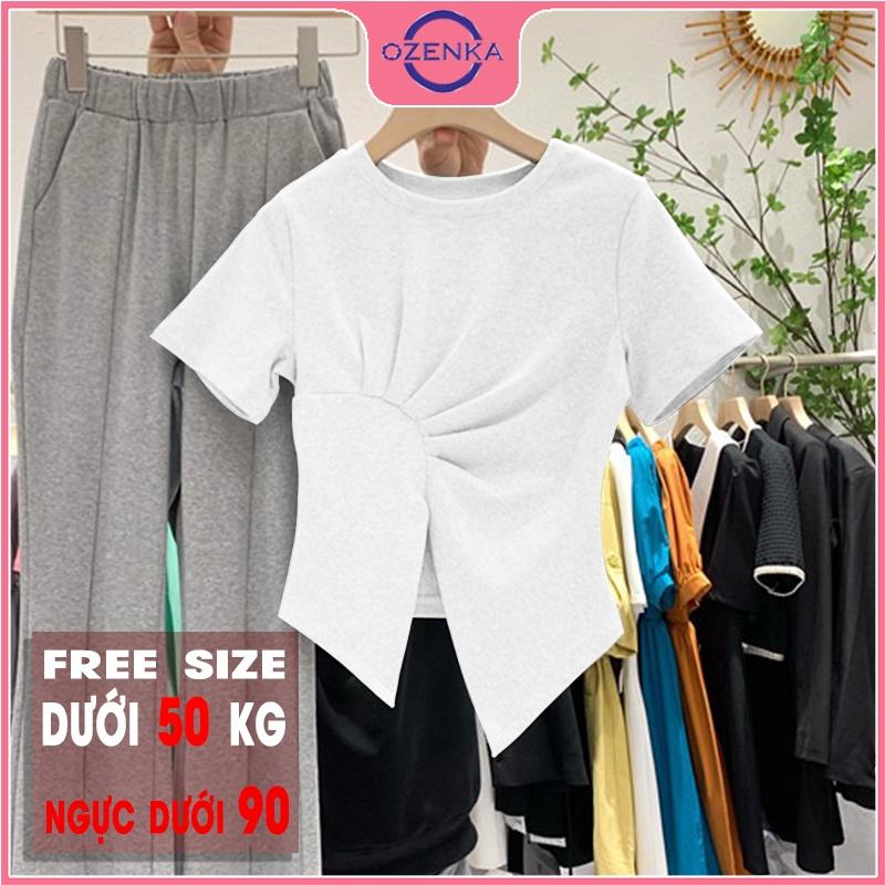 Áo croptop kiểu hàn quốc tay ngắn sẻ gấu ôm nữ, áo crt thun điệu sang chảnh kiểu mới mặc hè 2022 dưới 50 kg