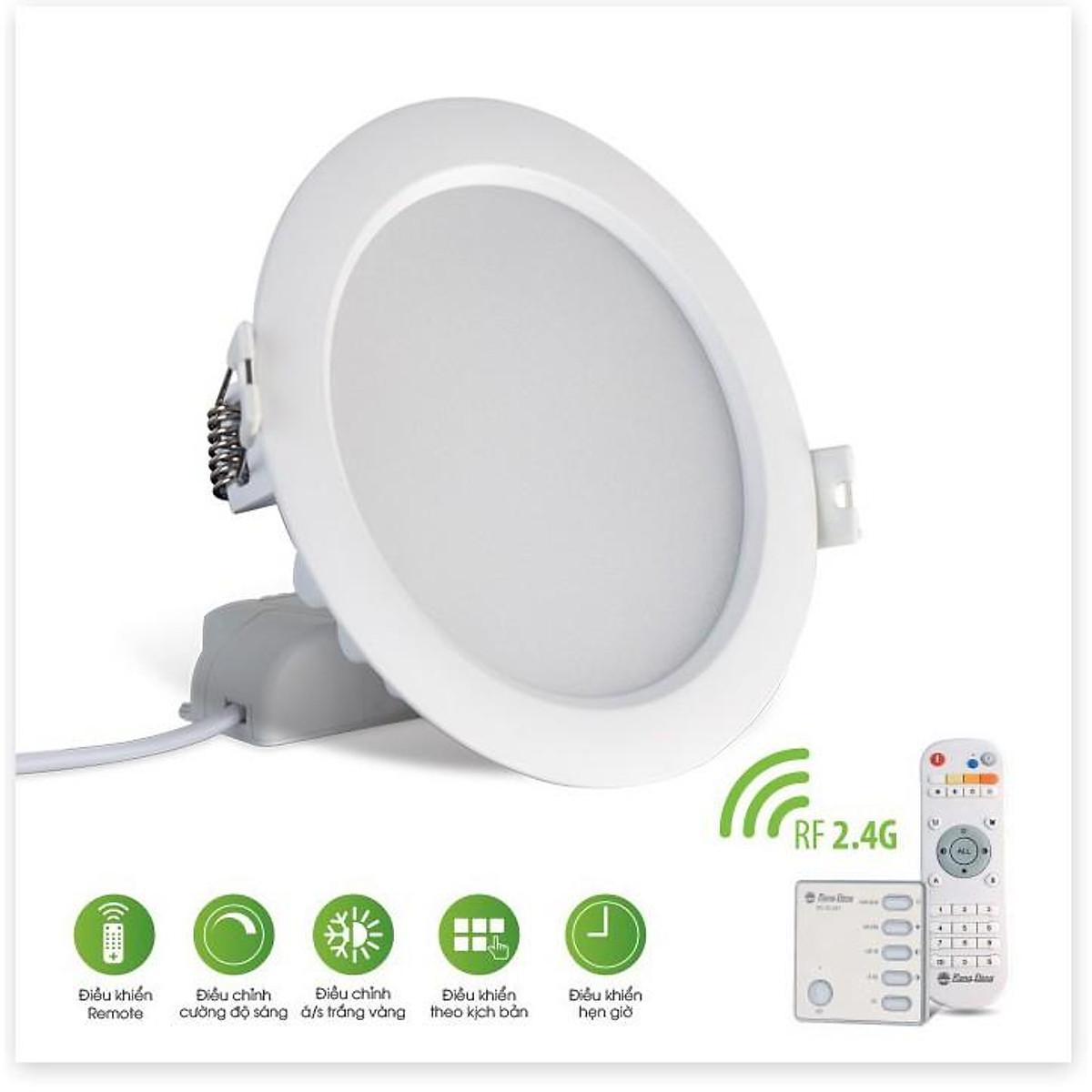 Đèn LED Downlight âm trần RF remote 7W Rạng Đông AT16L 90/7W.RF, Vỏ nhôm đúc