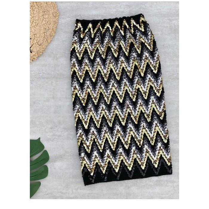 Chân váy đính kim sa zizac mặc 2 kiểu VAY46 chất liệu co giãn free size