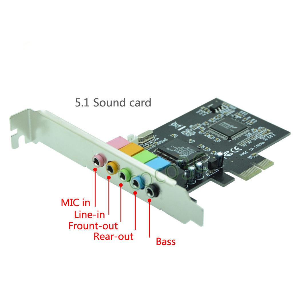 PCI Express PCI-E5.1 Channel 3D Audio 6 Channel Digital Sound Card Windows 7
