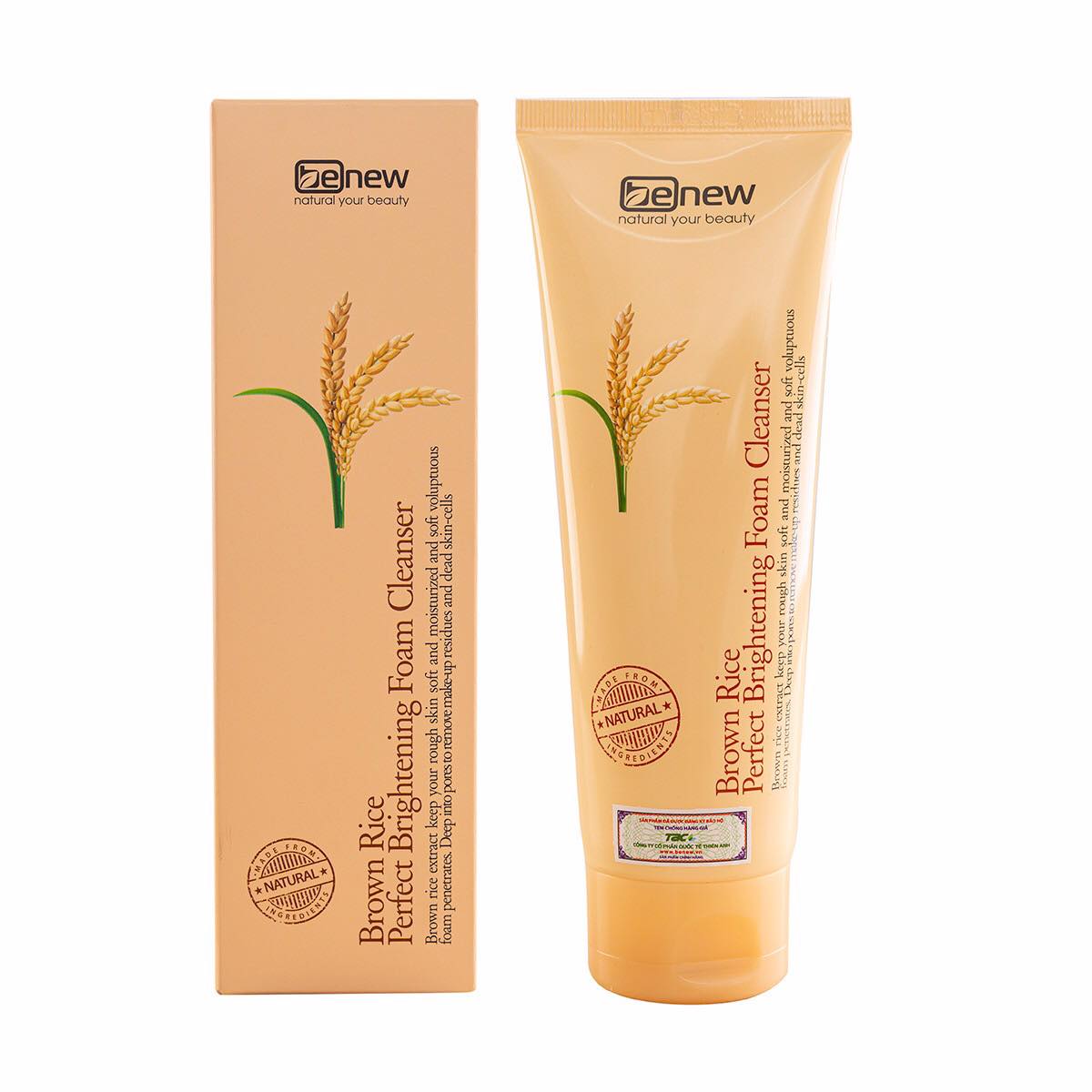 Sữa rửa mặt sáng da mầm gạo Benew Brown Rice Brightening Foam Cleansing 160ml [ tặng kèm bút bi mực nước ]