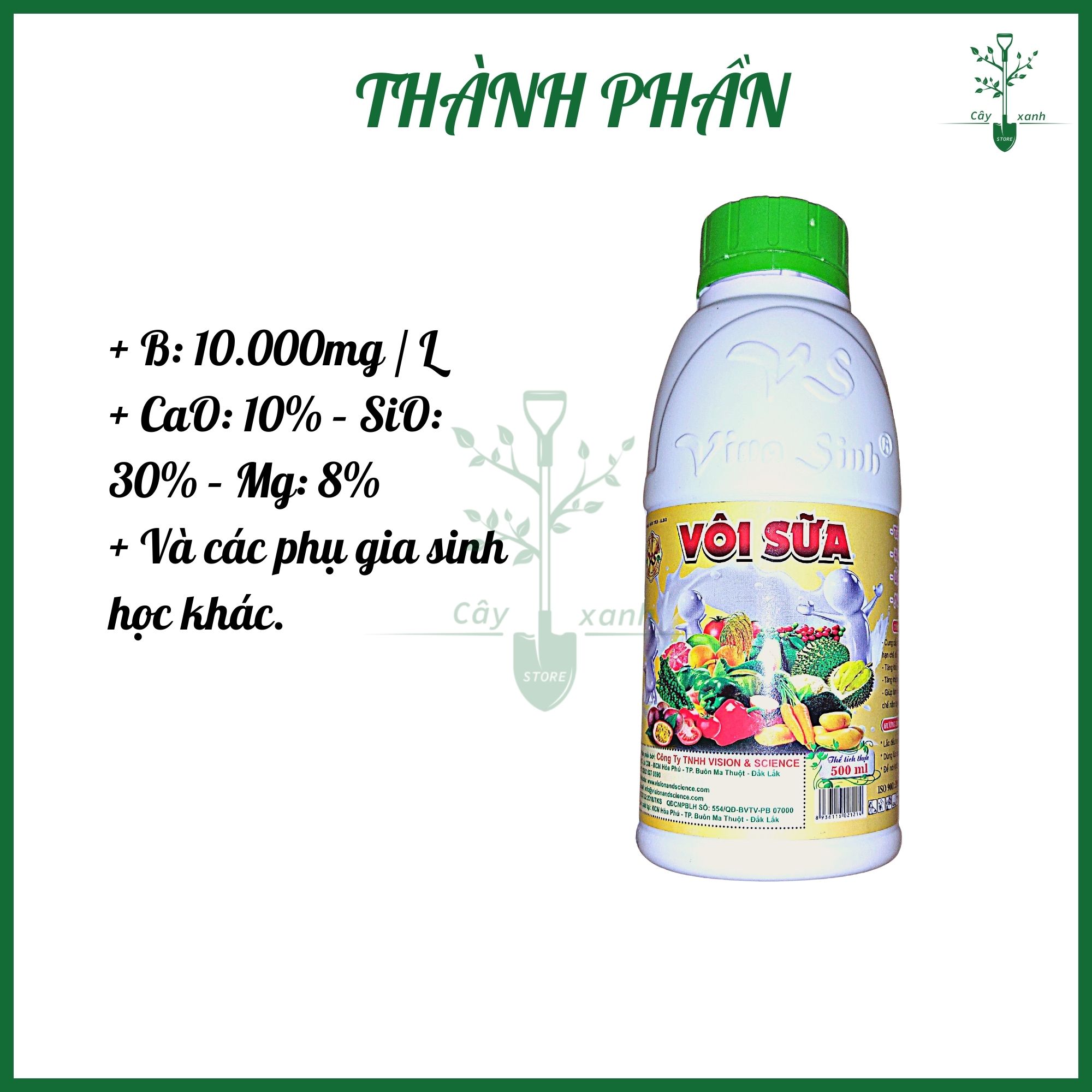 VÔI SỮA - Làm Khô Vết Bệnh, Ổn Định PH Đất Cây Trồng, hạ phèn nhanh - Chai 500ml - Cây Xanh Store