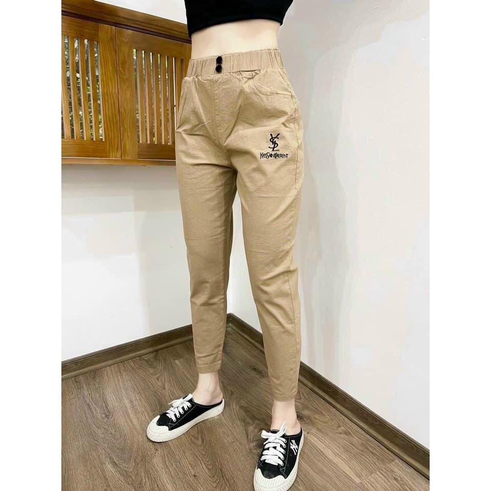 Quần đũi BAGGY nữ thái lưng thun cạp chun cao dáng đứng Vải đũi có BIG SIZE - QN10