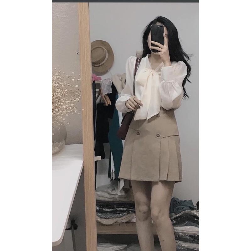 Áo nơ hai lớp ảnh thật mẫu mặc