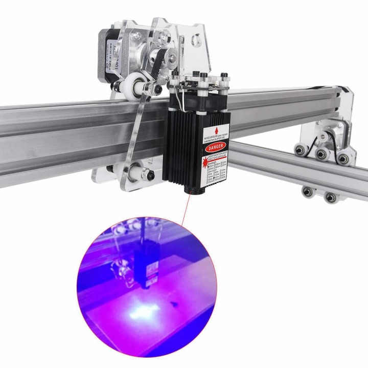 Combo Máy Cắt, Khắc Laser Mini 65X50 6550 -màu bạc( bảng khắc siêu rộng)+ Đầu laser tùy chọn