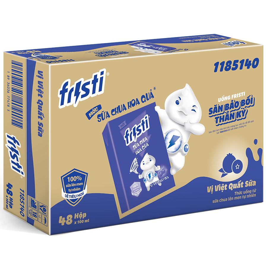 Thùng 48 hộp thức uống từ sữa chua lên men tự nhiên hiệu Fristi 100ml