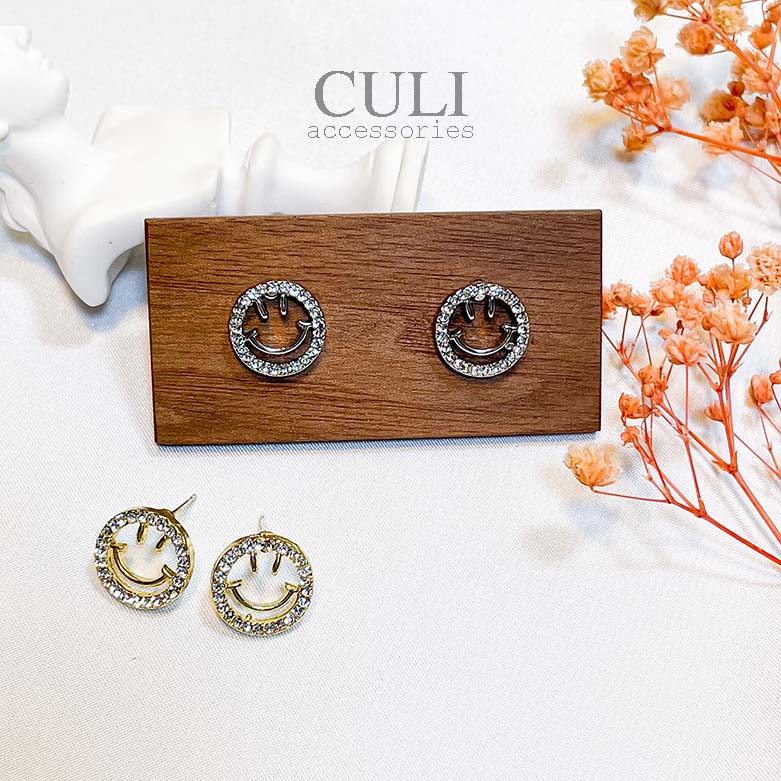 Khuyên tai bạc S925, hình mặt cười kết đá cute HT667- Culi accessories