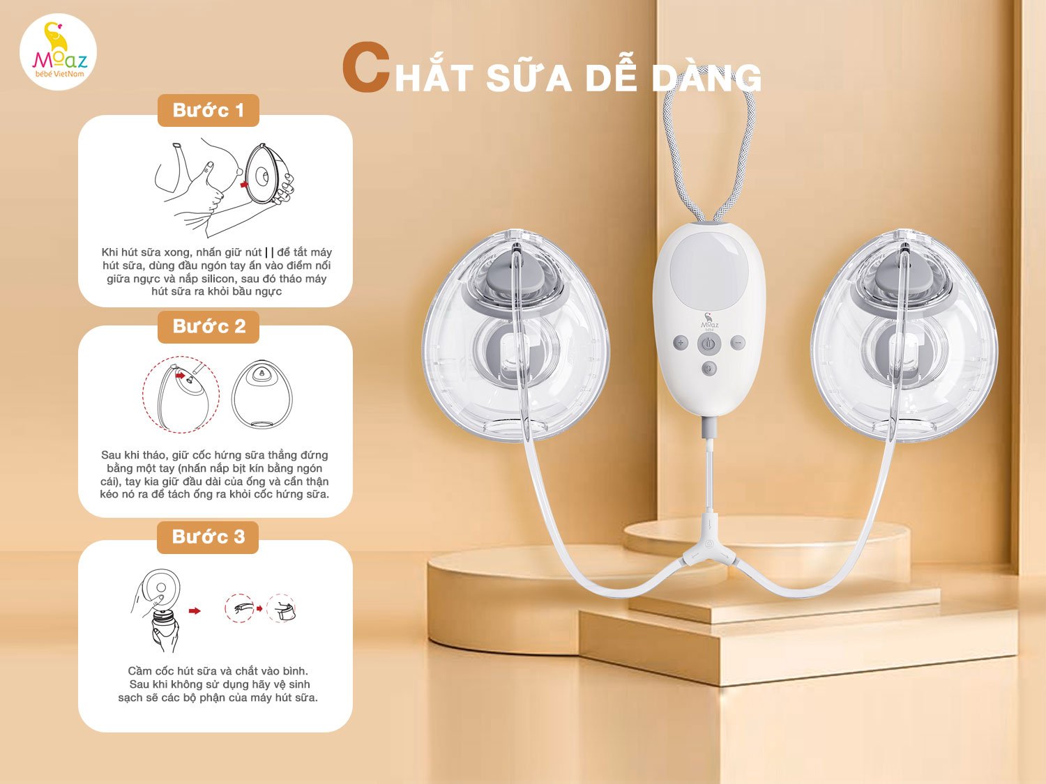 Máy hút sữa điện đôi Moaz BéBé MB – 075