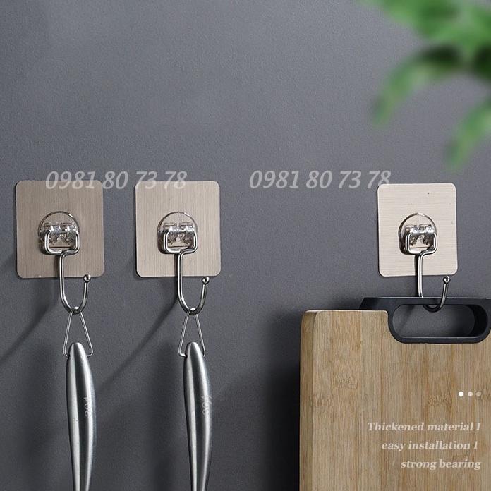 Móc dán tường inox 304 chịu lực 5kg, miếng dán tráng bạc siêu dính, móc dán chịu lực loại tốt - STQ