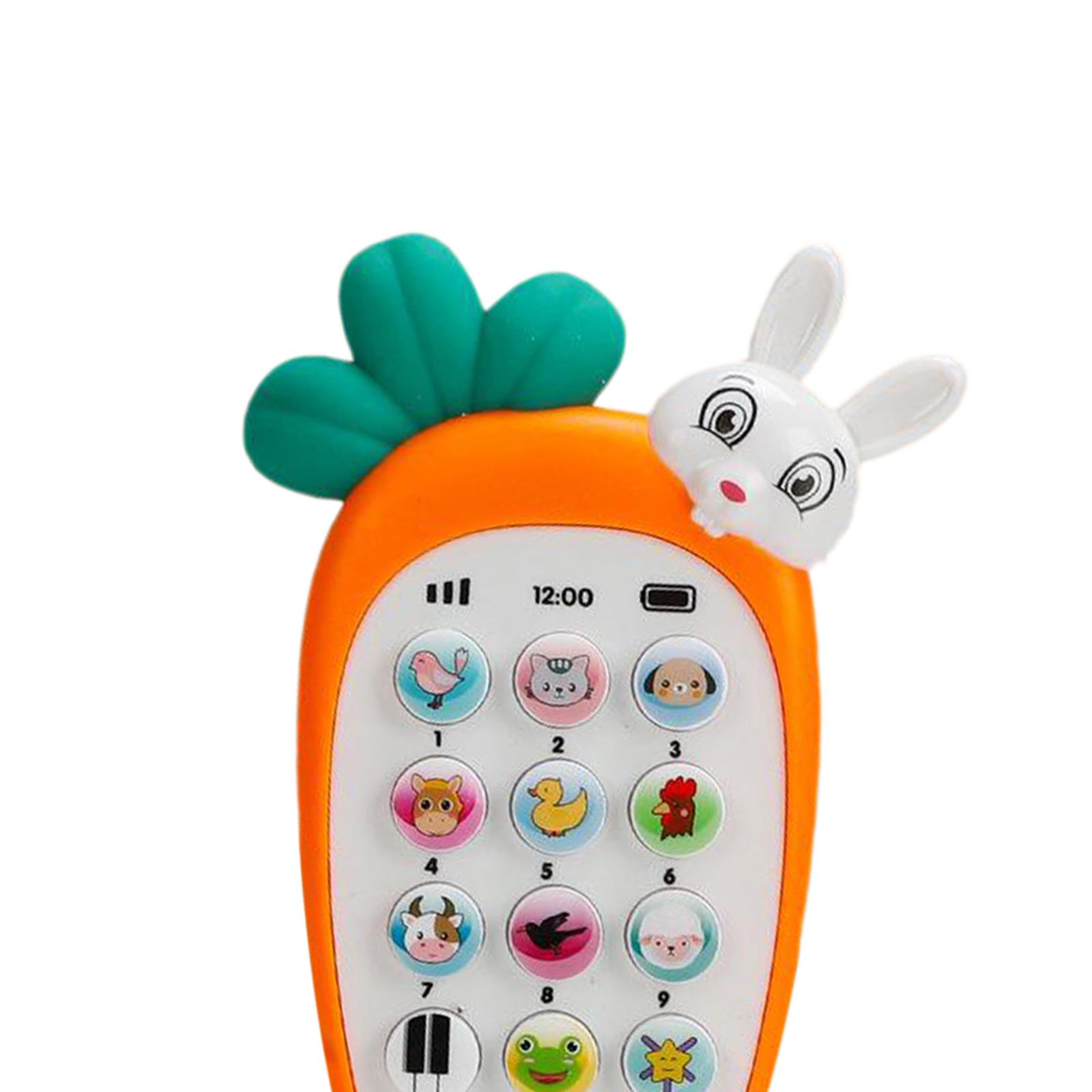 Baby Cell Phone Toy for Learning Early Education Telephone with Silicone Teether Cover Music Lights Help Learn Basic Knowledge for 0-7 Year Old Kids