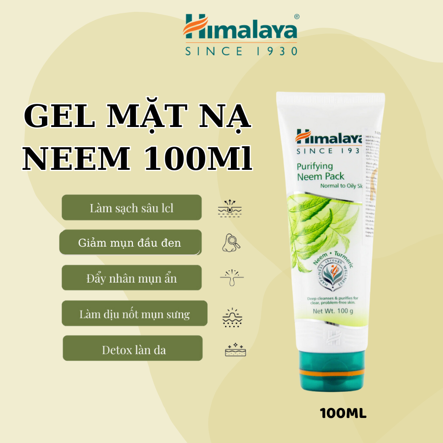 Gel Đắp Mặt Nạ Neem Cho Da Thường Đến Da Dầu Himalaya Herbals (100ml)