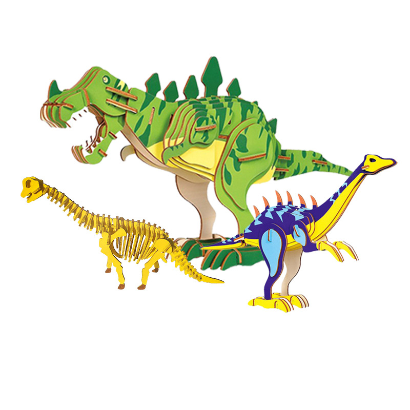 Đồ chơi thông minh cho trẻ lắp ráp mô hình khủng long, miếng ghép hình bằng gỗ 3d phù hợp cho trẻ từ 3 tuổi trở lên, sản phẩm nội địa TQ DCG007A
