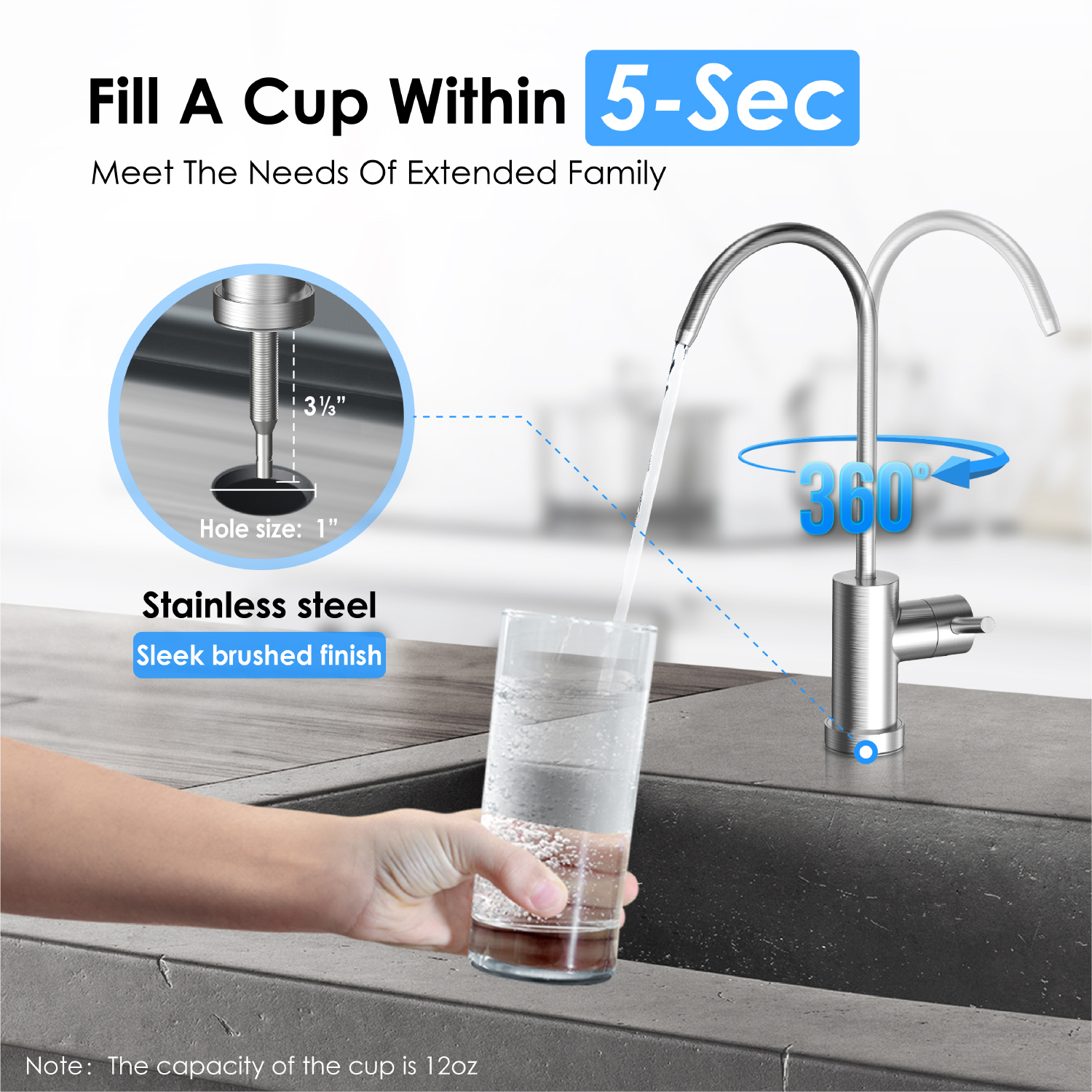 Bộ lọc gầm Waterdrop WD-TSB-10-CM 3 tầng với vòi nước chuyên dụng