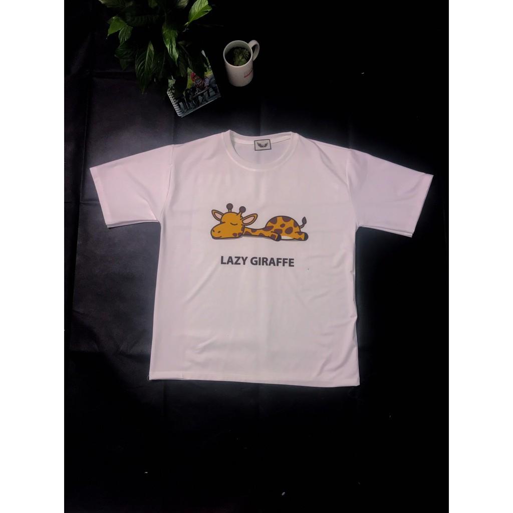 Áo Thun Unisex Form Rộng Tay Lỡ In Hình Hưu Cao Cổ