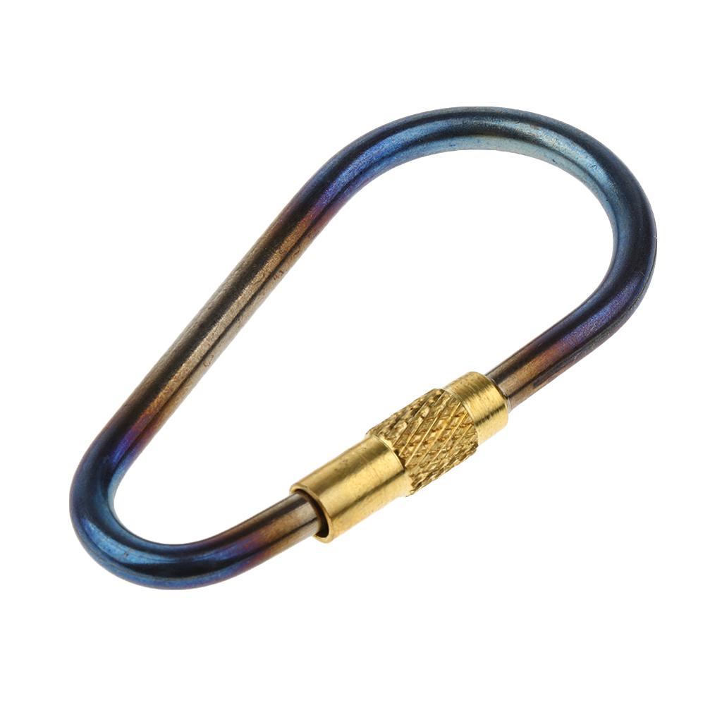 Outdoor Camping Mini Screw Locking Titanium Carabiner Keychain Clip Hook